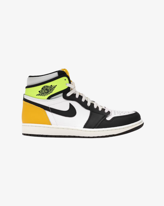 Jordan 1 Retro High White Black Volt University Gold