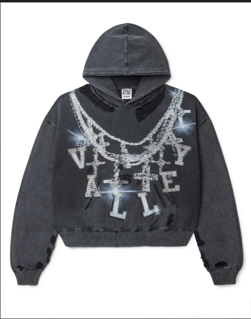 Vale Rhinestone chain shadow hoodie